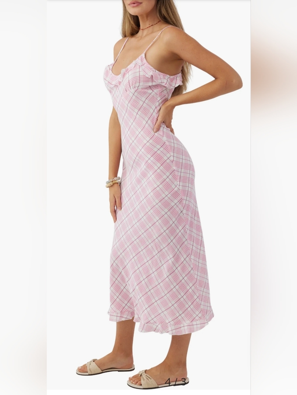 O'Neill Pink Plaid Lightweight Slip Dress - Picture 3 of 8